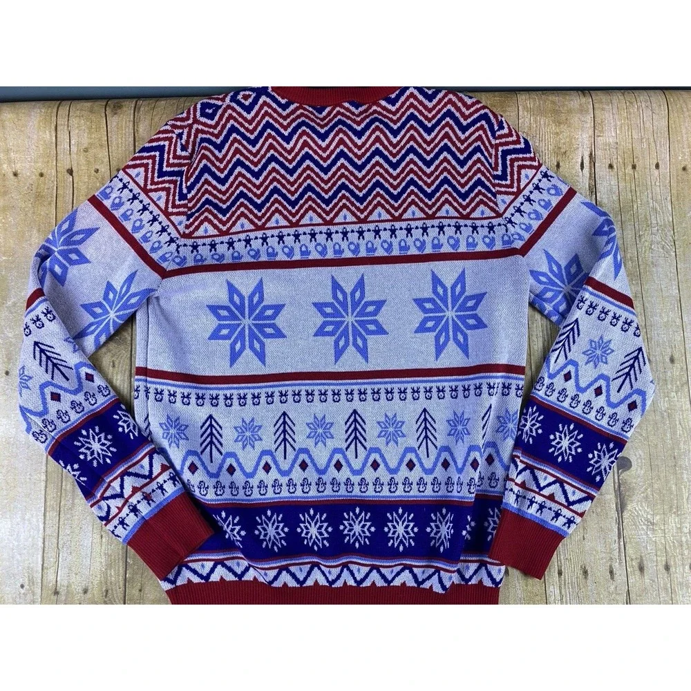 Magid Safety Ugly Christmas Sweater Unisex Size Large Holiday‎ Sweater Red Blue